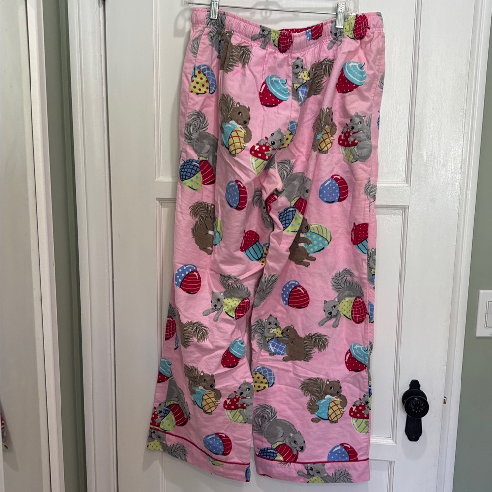 Nick & Nora Rare Pink chipmunk print flannel pajamas x large - Picture 9 of 11